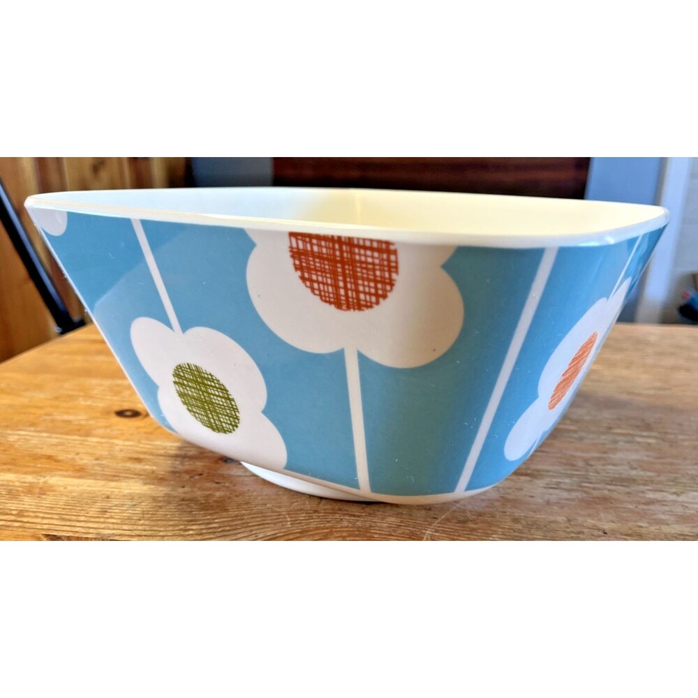 Orla Kiely Serving Bowl 10” Square Melamine Blue Flowers Scribble